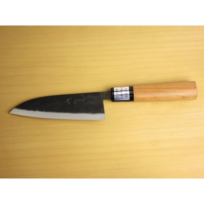 Photo2: Kitchen Knives (Aogami #2 Series) Small Santoku 130mm/Moritaka Hamono /double bevel