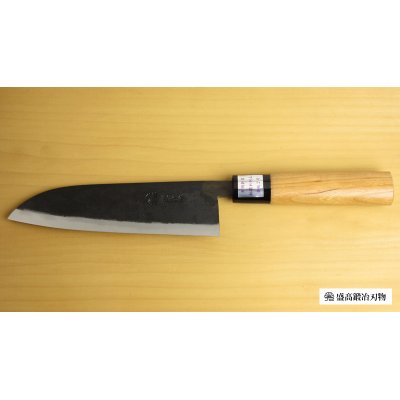 Photo2: Kitchen Knives (Aogami #2 Series) Santoku 170mm/Moritaka Hamono /double bevel