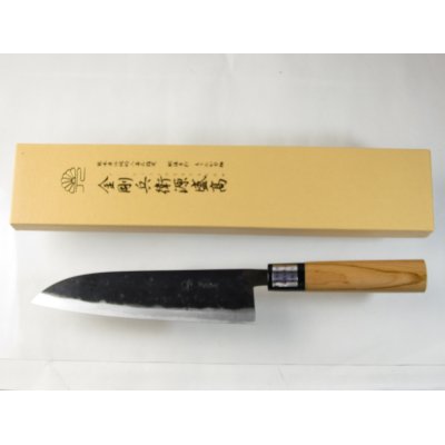 Photo3: Kitchen Knives (Aogami #2 Series) Santoku 185mm/Moritaka Hamono /double bevel