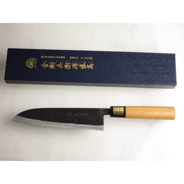 Photo4: Kitchen Knives (Aogami Super Series) Santoku 185mm /Moritaka Hamono /double bevel (4)